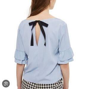 Topshop Pastel Blue Ruffle Sleeve Top
